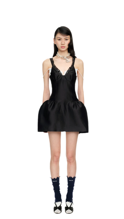 Elegant Lace Trim Corset Dress