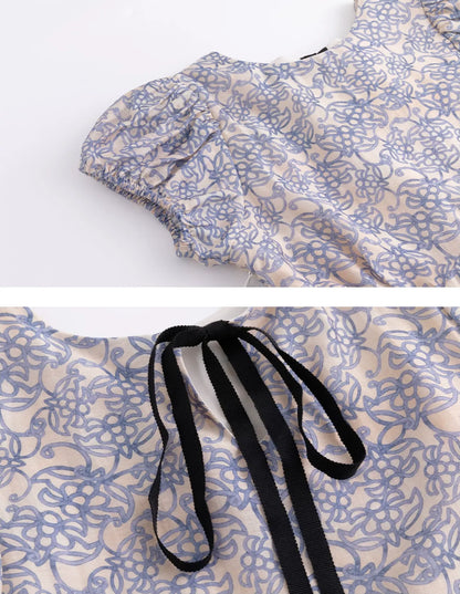 Fog Blue Floral Maxi Dress