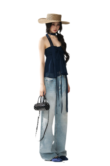 Halter Ruched Bustier Top