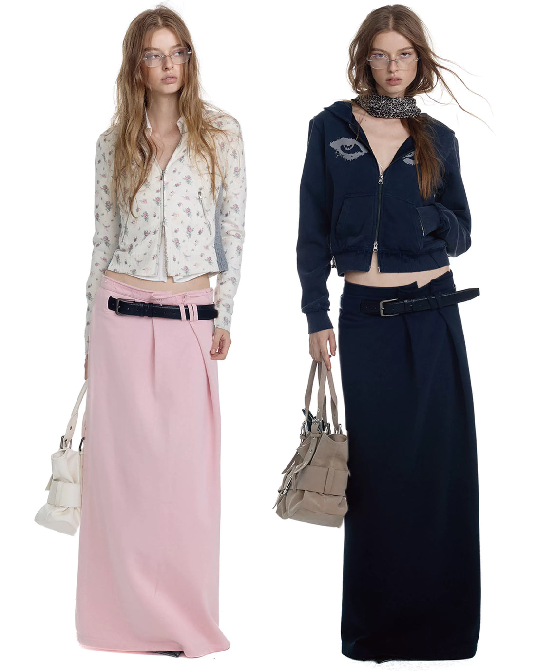 Cotton Cropped Hoodie Skirt Set