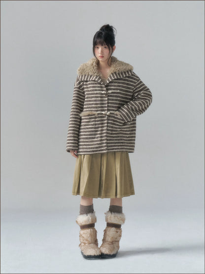 Striped Oversized Toggle Coat