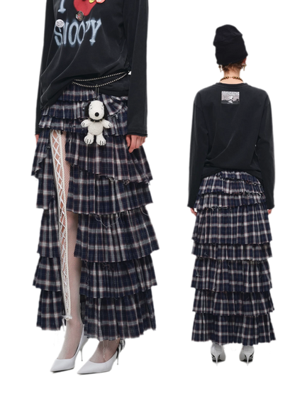 Deconstructed Plaid Cake Skirt