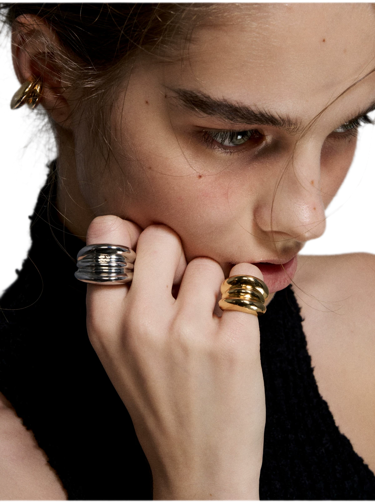 Punk Style Gold &amp; Silver Layered Ring