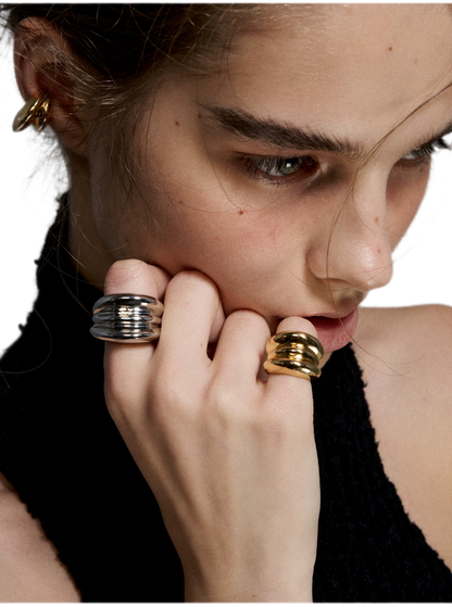 Punk Style Gold &amp; Silver Layered Ring