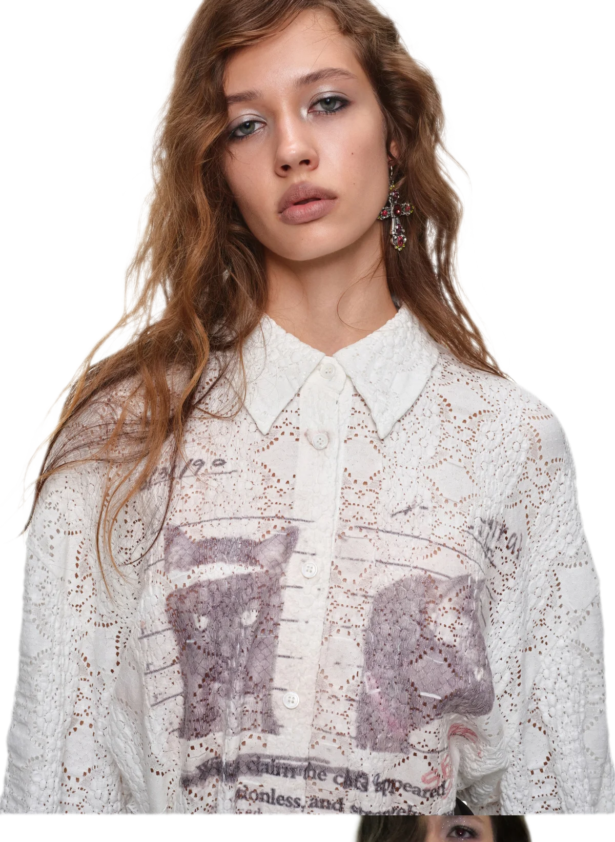 Distressed Cat Graphic Shirt
