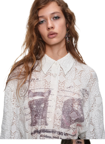 Distressed Cat Graphic Shirt