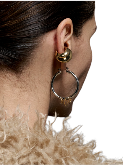 Punk Style Overlapping Gold and Silver Earrings
