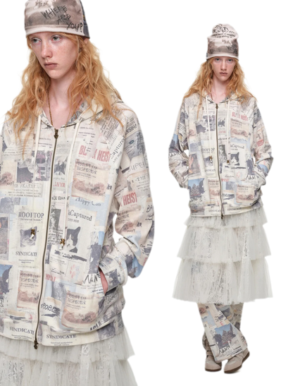 Waffle Print Hooded Set