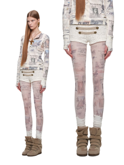 Vintage Cat Print Tights