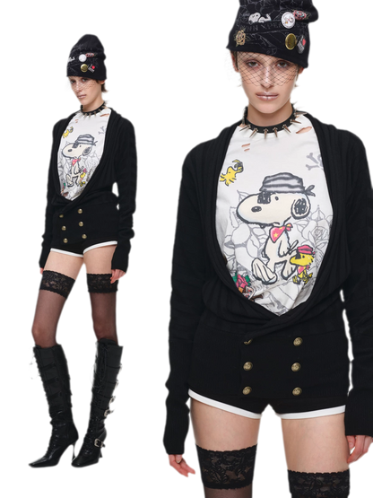 Double-Breasted V-Neck Cardigan