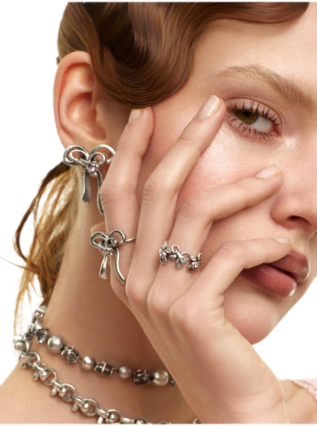 Vintage Bowknot Ring with Rhinestones