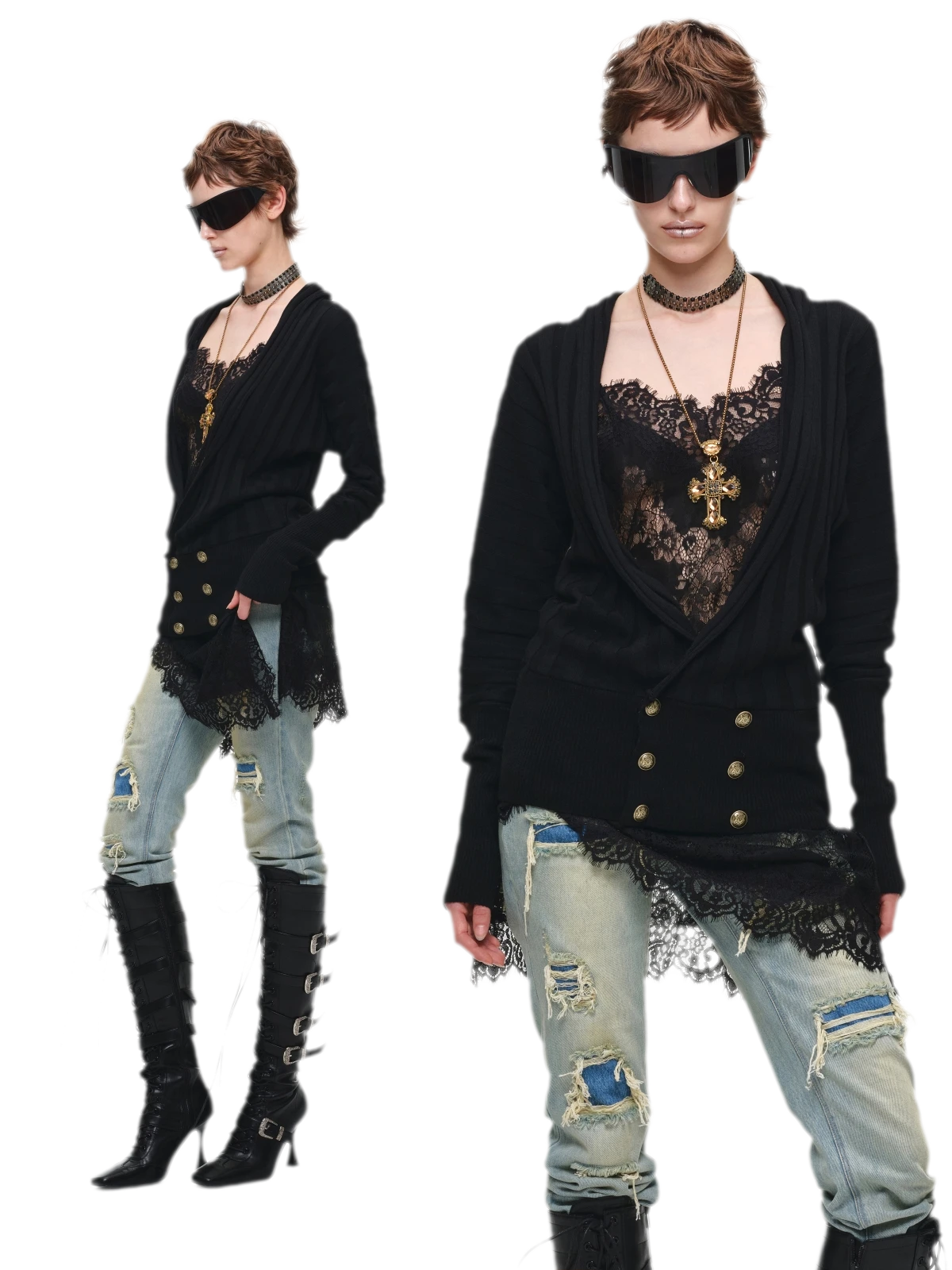 Washed Appliqué Straight-Leg Jeans