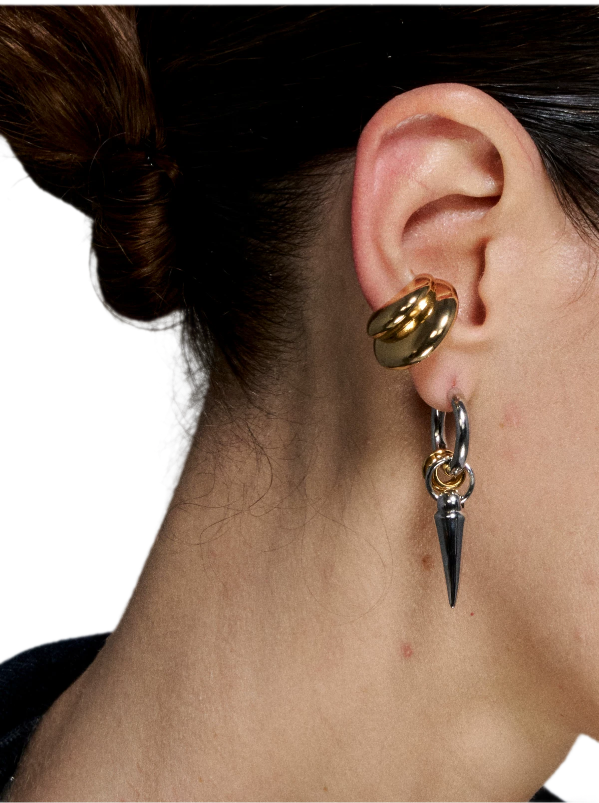 Gold &amp; Silver Tooth Design Earrings