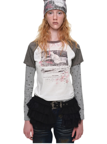 Graphic Color-Block Raglan T-Shirt