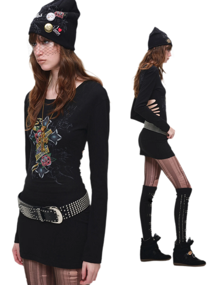 Graphic Cutout Midi Dress