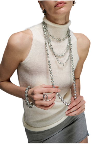 Silver Pearl Layered Necklace