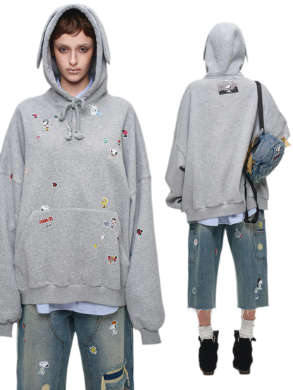 Brushed Oversized Graphic Hoodie
