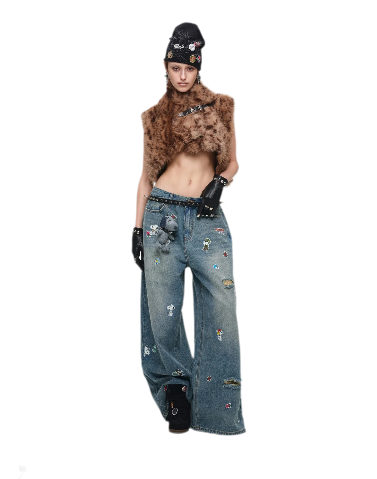 Belted Leopard Faux Fur Vest