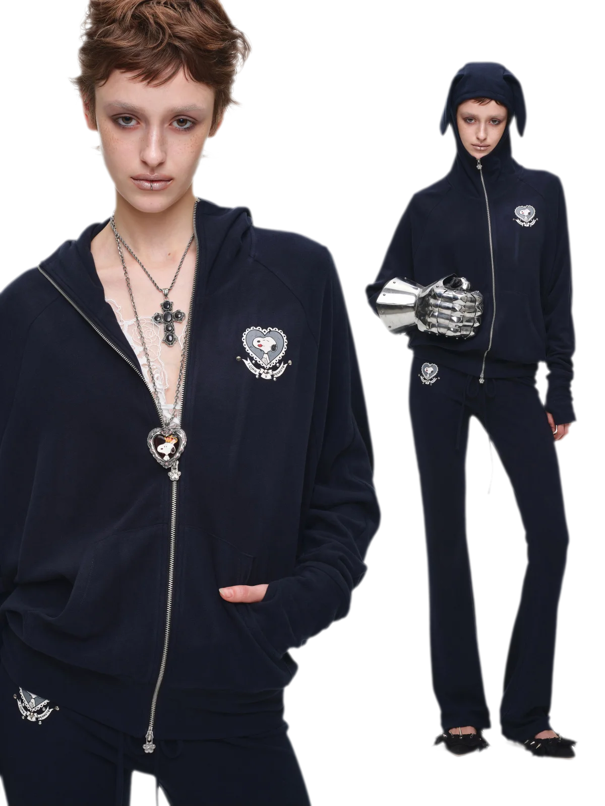 Brushed Knit Batwing Hoodie Set