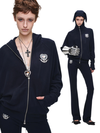 Brushed Knit Batwing Hoodie Set