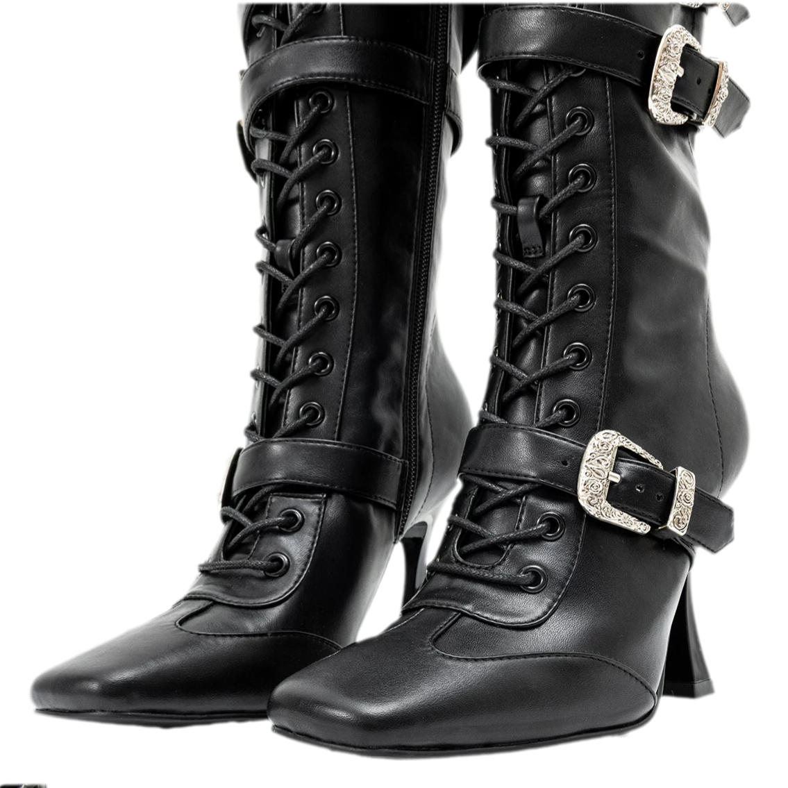 Metal Buckle Knee-High Boots
