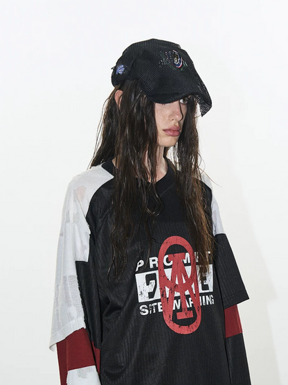 Textured Color-Block Jersey T-Shirt