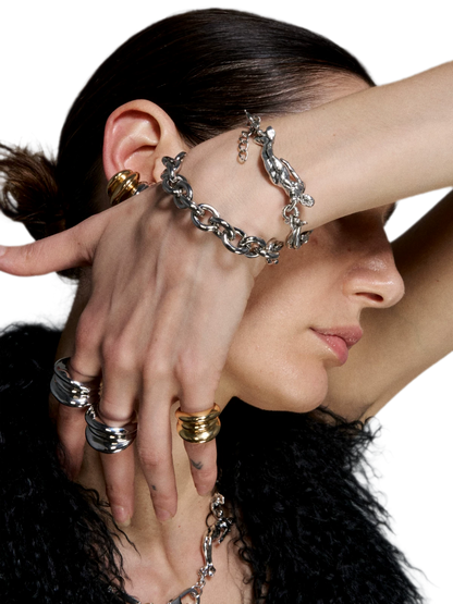 Punk Style Silver Mermaid Bracelet Set