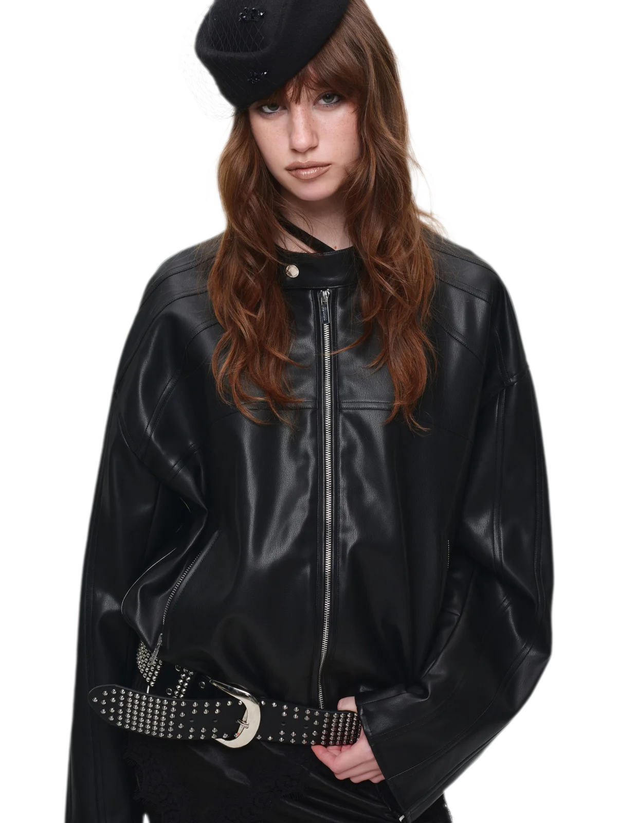 Contrast Trim Cropped PU Jacket
