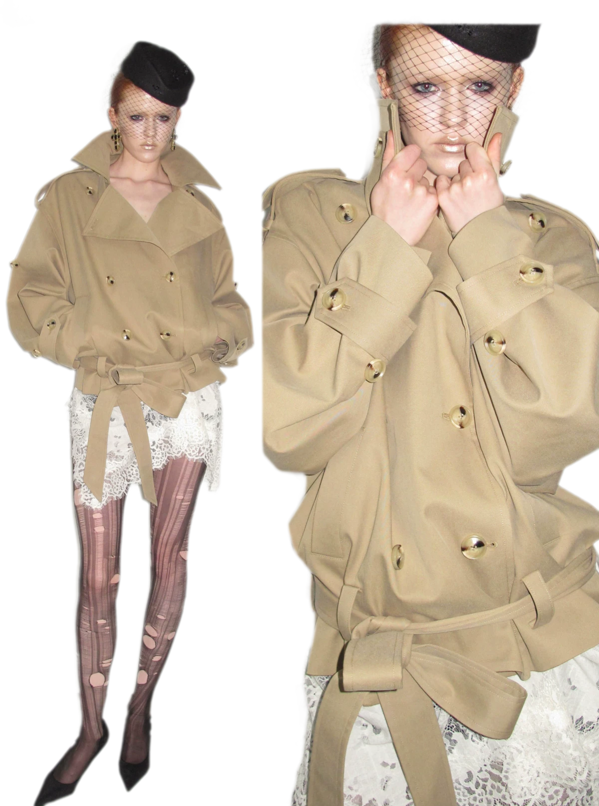 Double-Breasted Belted Trench Coat