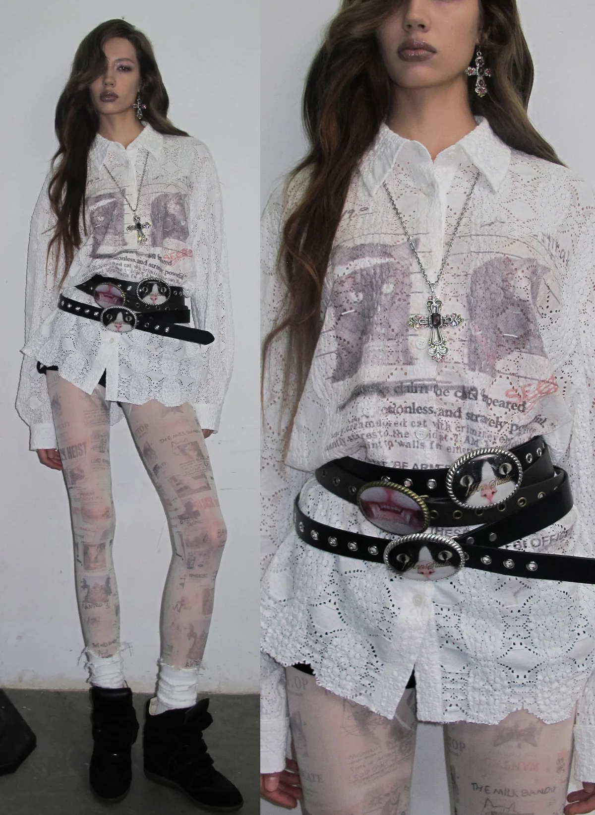 Distressed Cat Graphic Shirt
