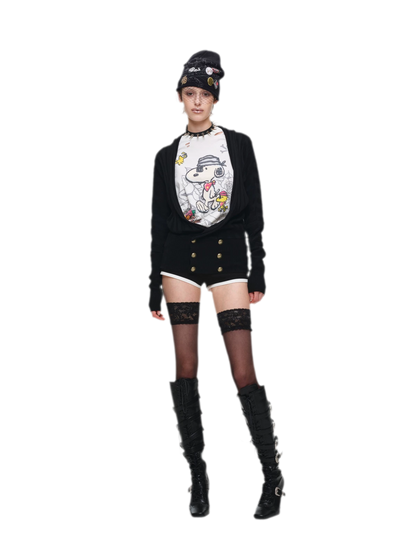 Double-Breasted V-Neck Cardigan