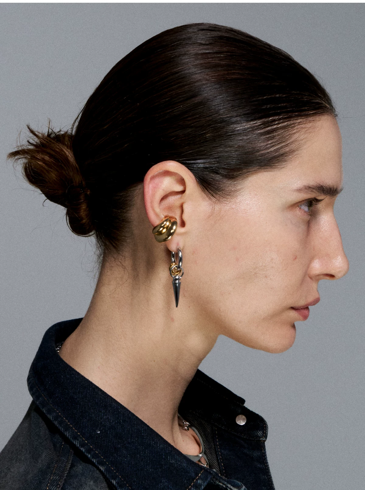 Gold &amp; Silver Tooth Design Earrings