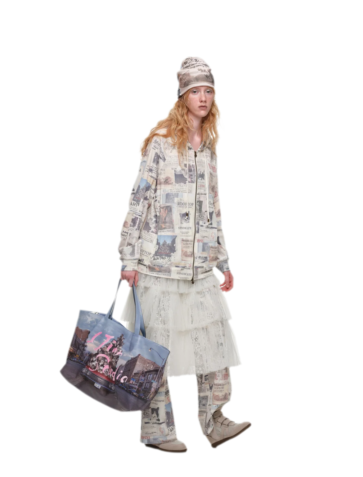 Waffle Print Hooded Set
