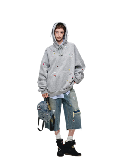 Brushed Oversized Graphic Hoodie