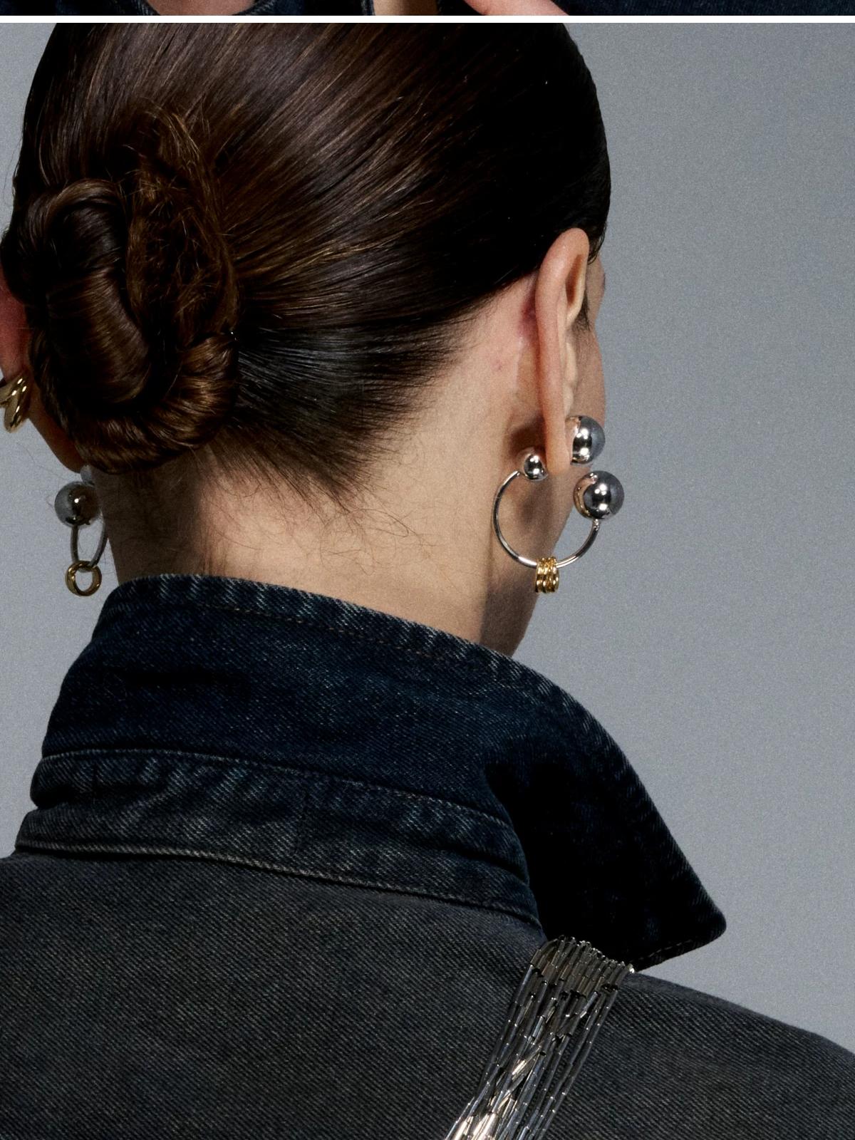 Reconstructed Series Gold and Silver Ball Earrings