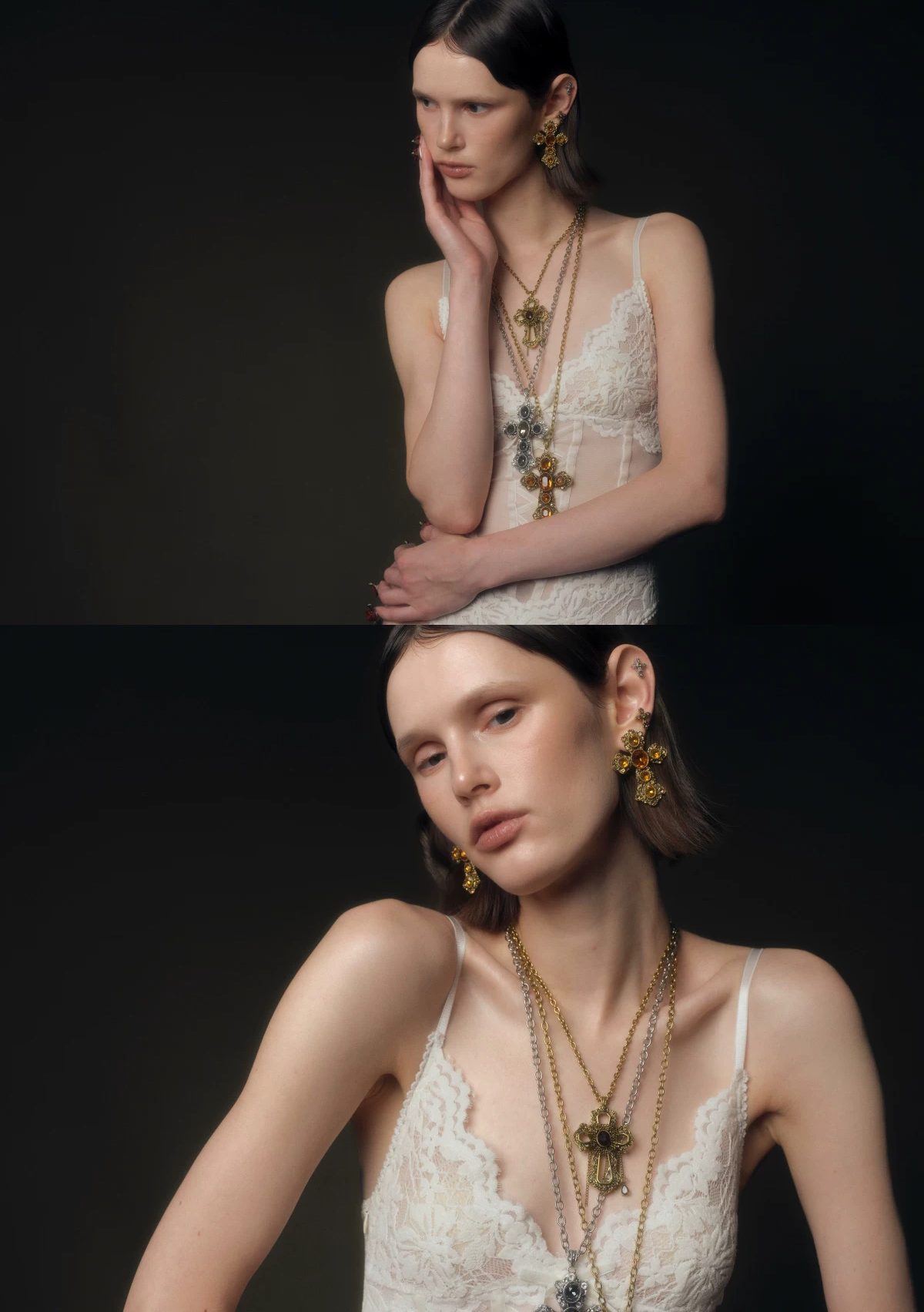 Collar de cruz de cristal barroco