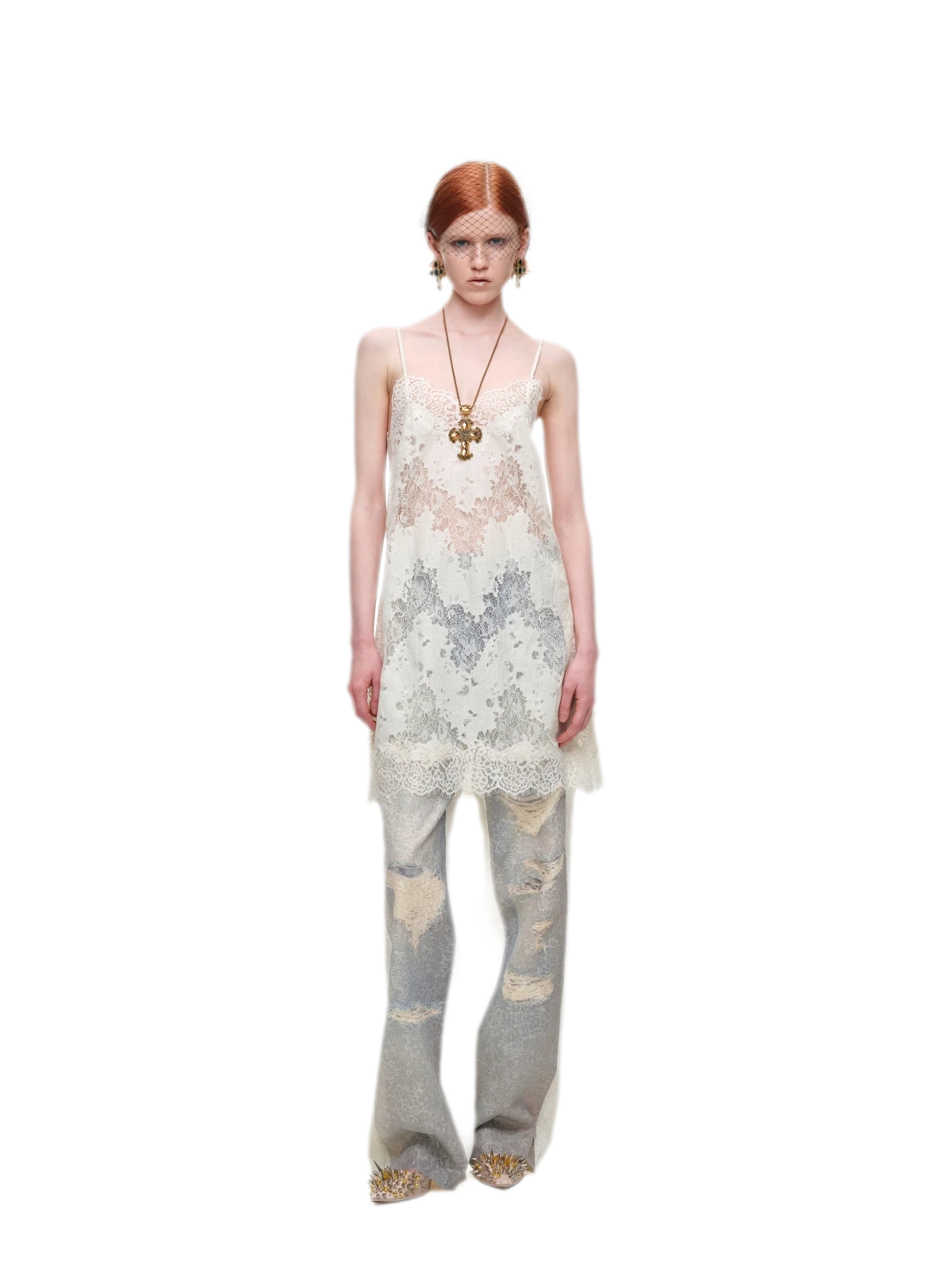 Washed Lace Straight Pants