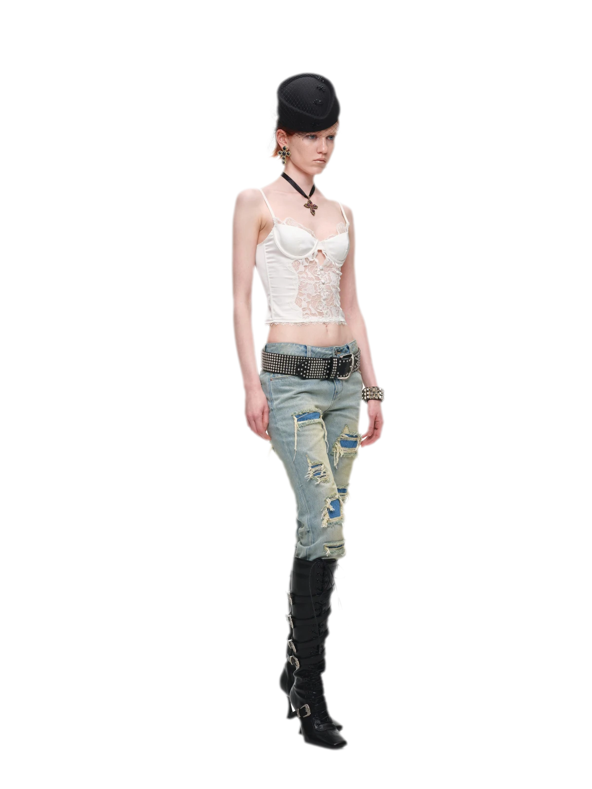 Lace Panel Satin Corset Top
