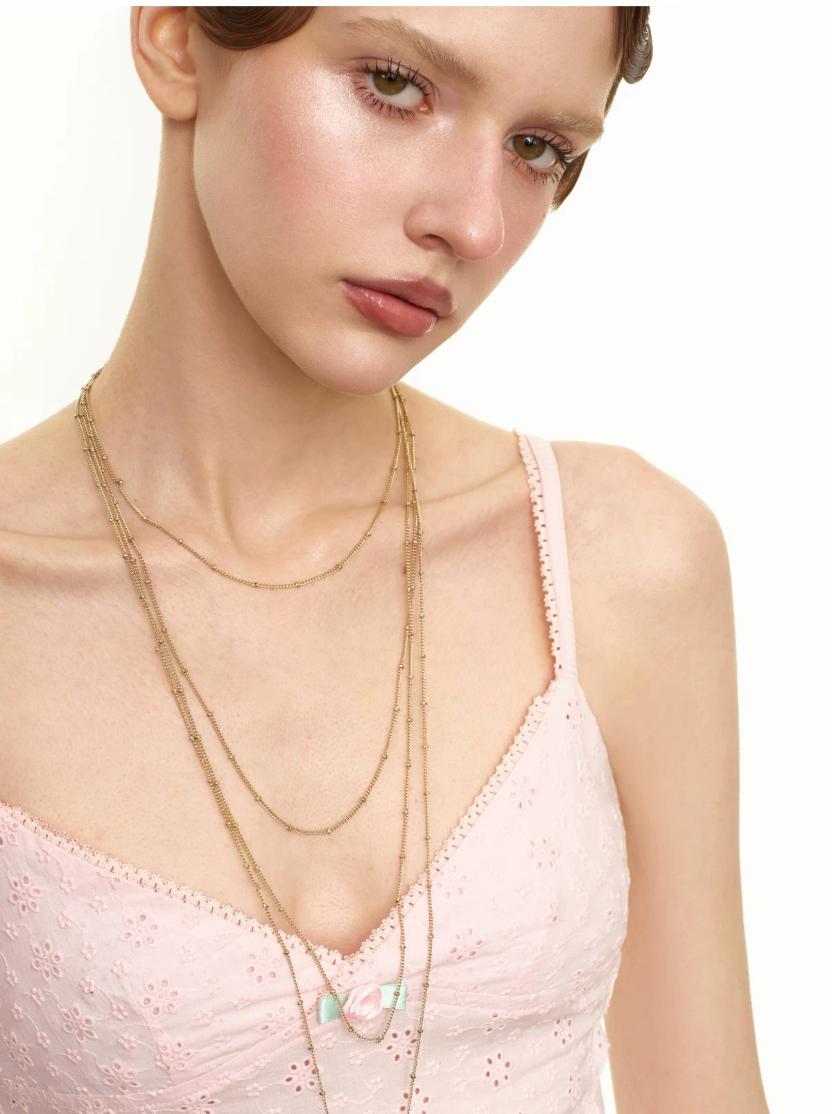 Coffee Gold Layered Sweater Necklace