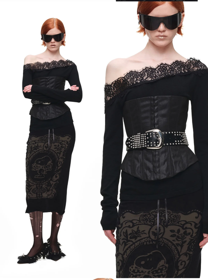 Acetate Cashmere Lace Knit Top