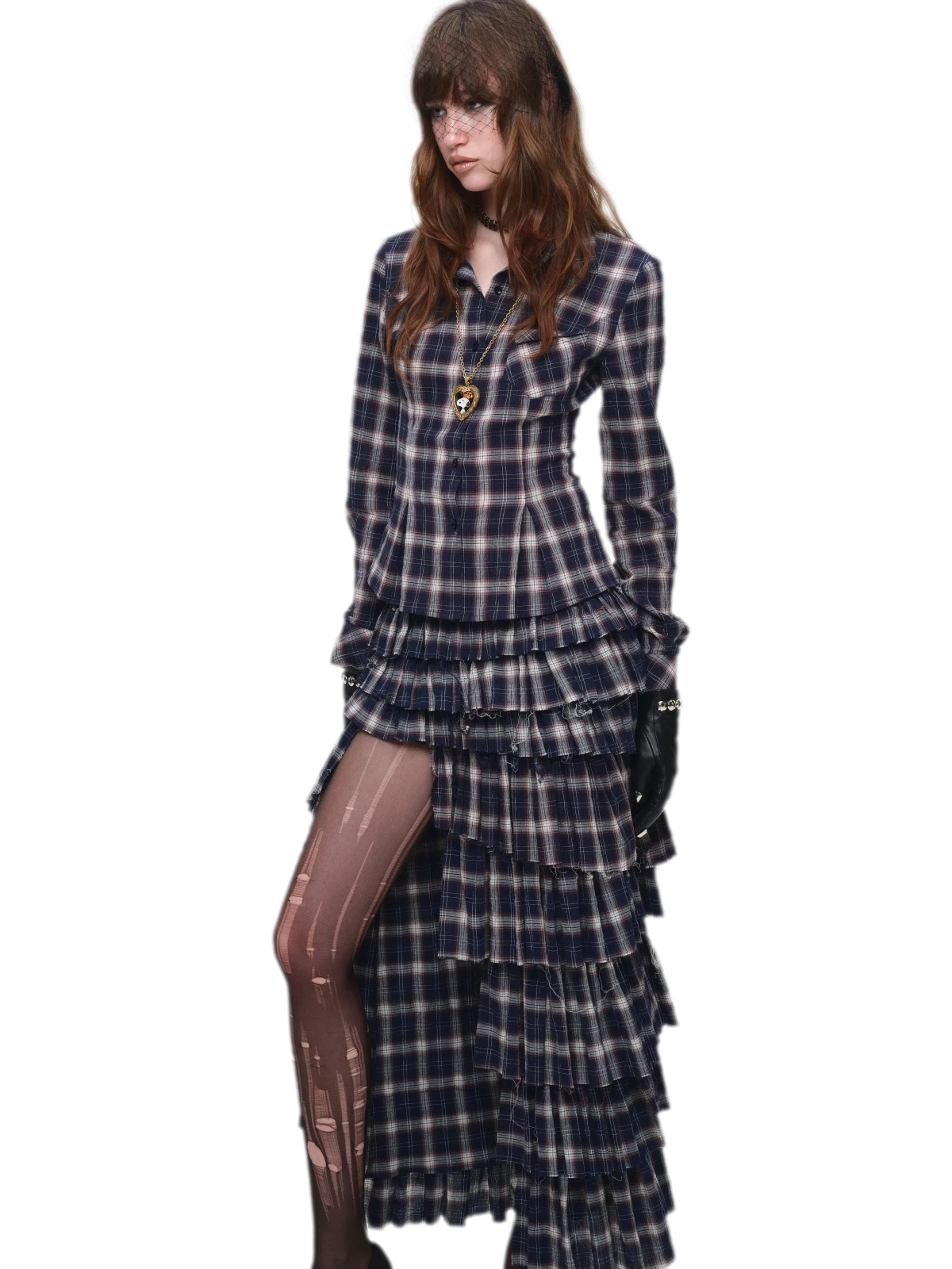 Plaid Tiered Skirt Set