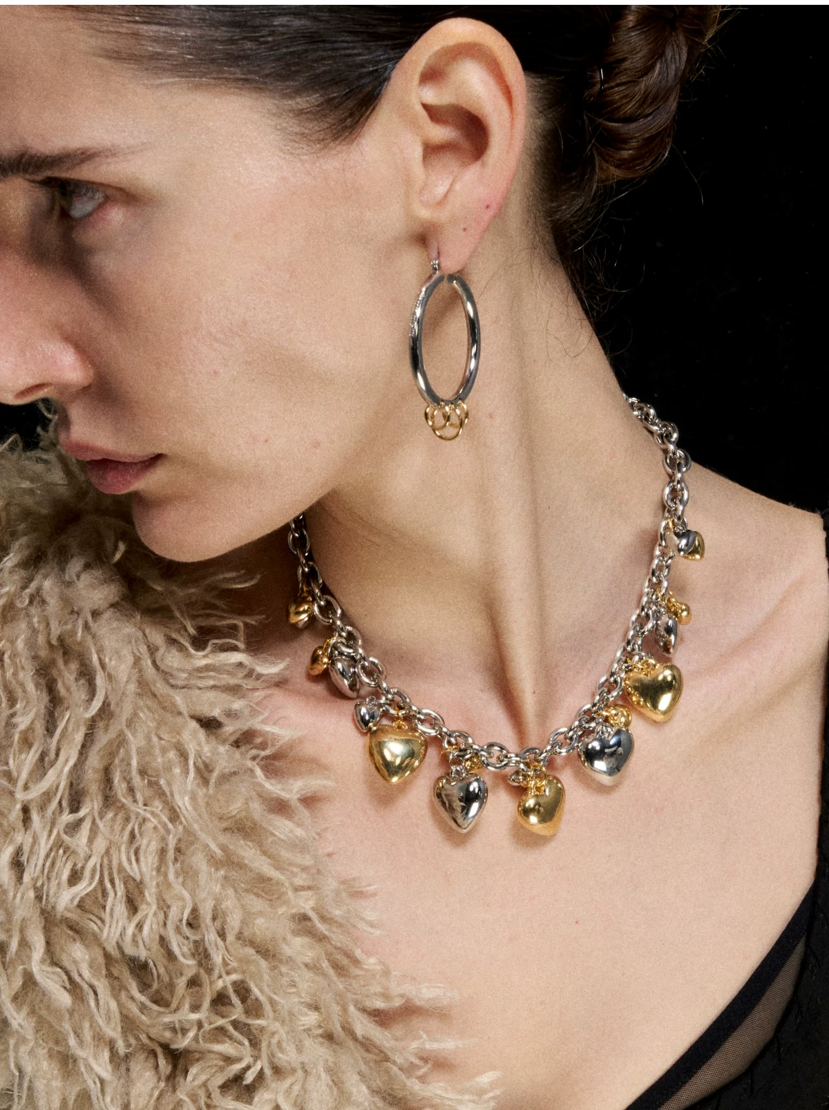Punk Style Overlapping Gold and Silver Earrings