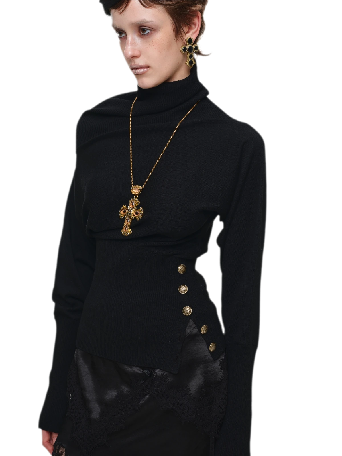 เสื้อสเวตเตอร์แขนค้างคาวอะซิเตตแคชเมียร์