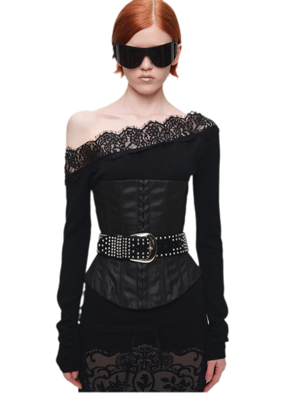 Acetate Cashmere Lace Knit Top