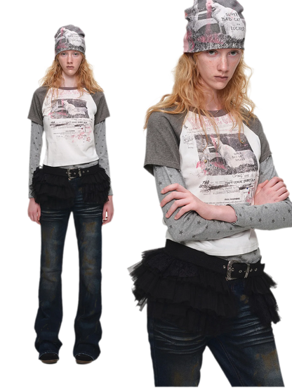Graphic Color-Block Raglan T-Shirt