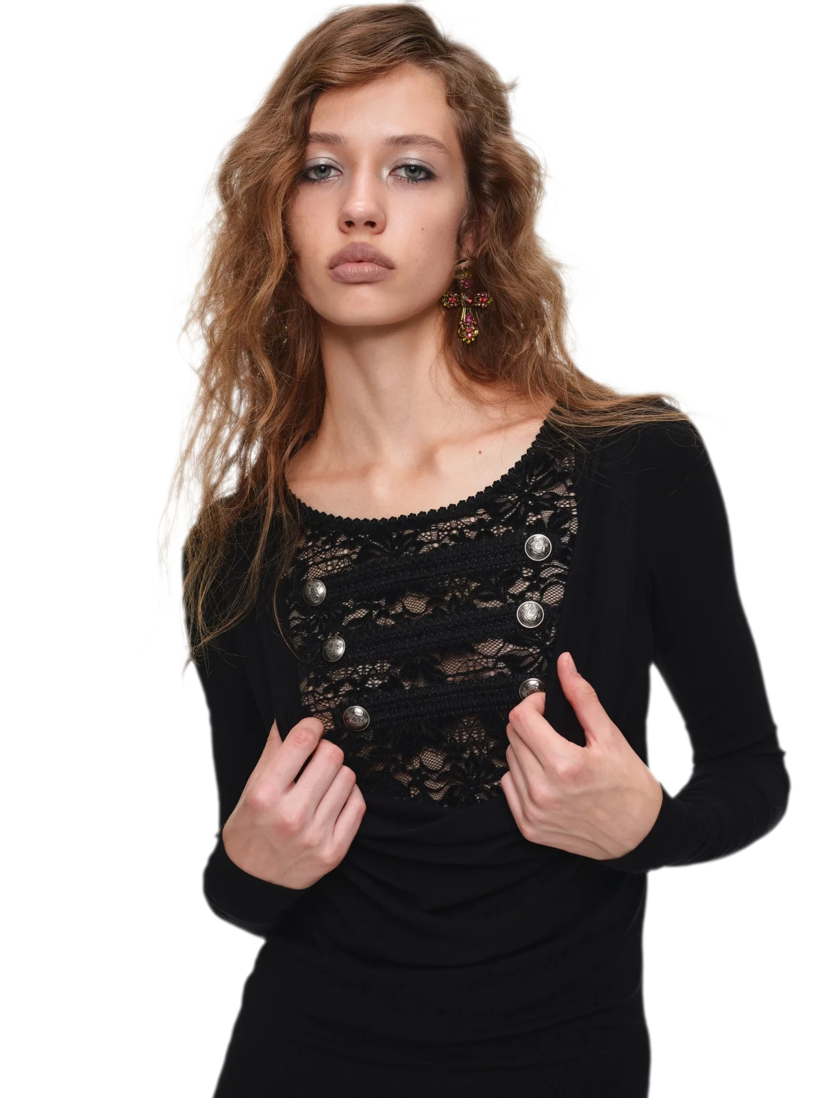 Velvet Lace Cowlneck Dress