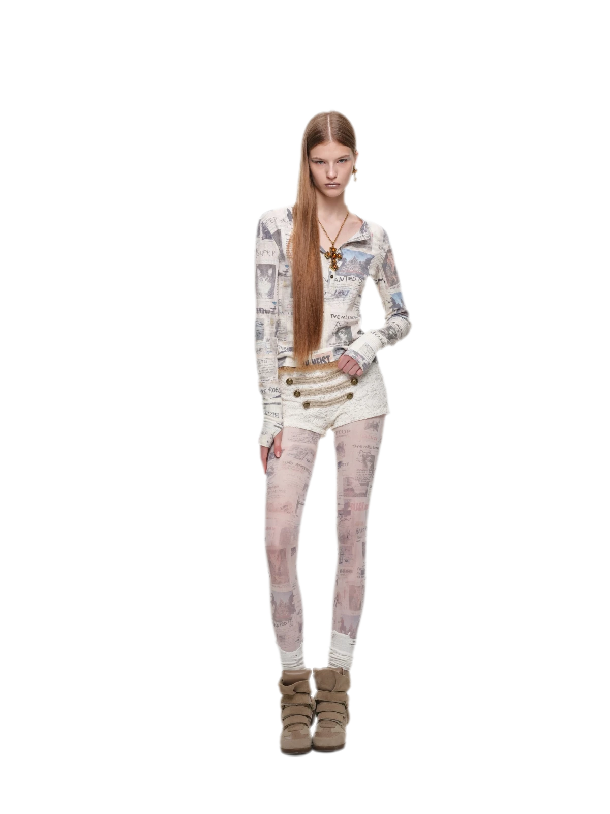 Vintage Cat Print Tights