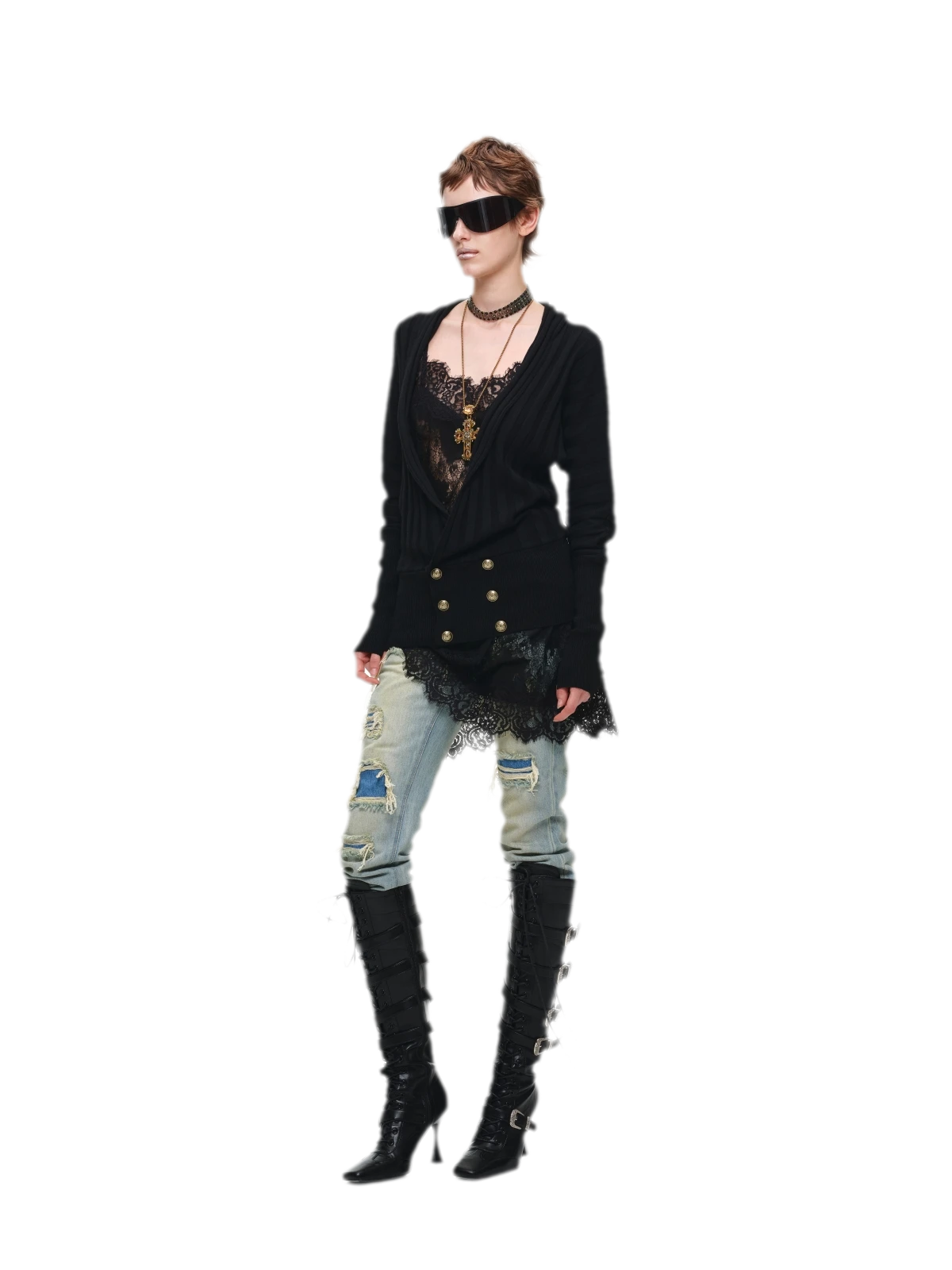 Washed Appliqué Straight-Leg Jeans