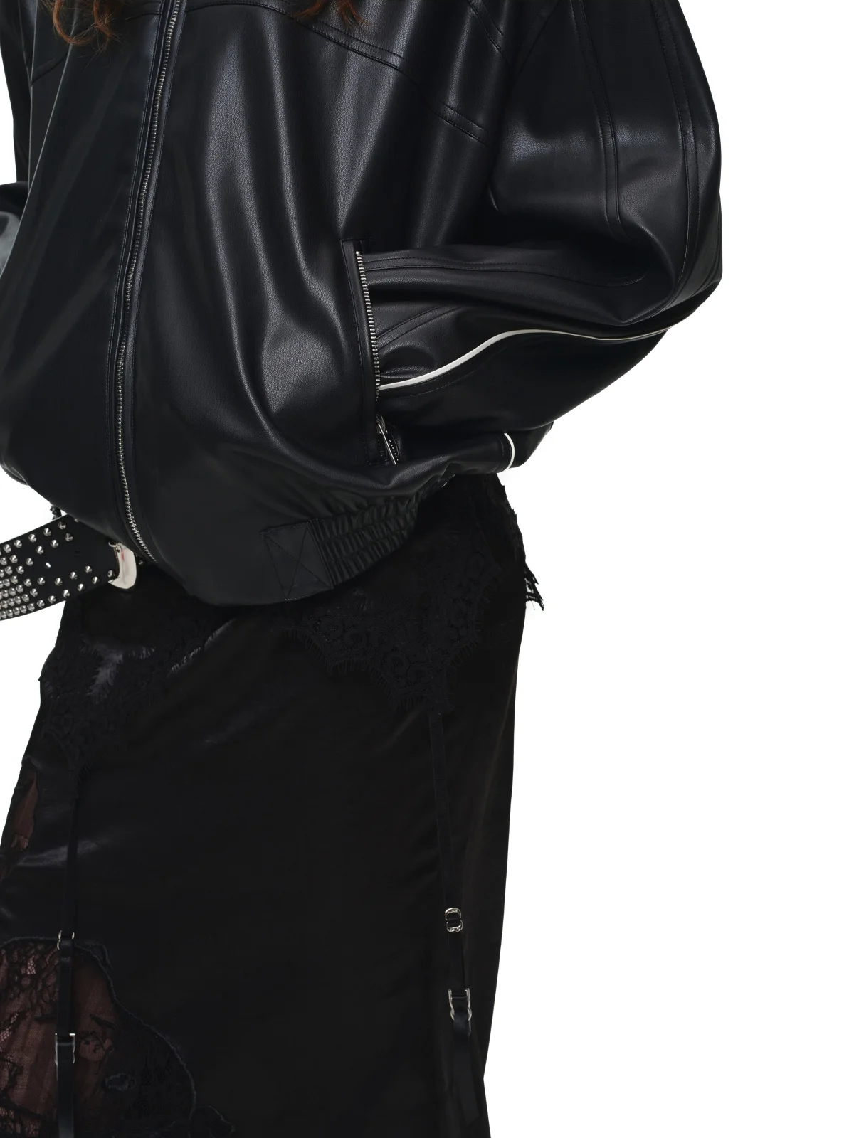 Contrast Trim Cropped PU Jacket