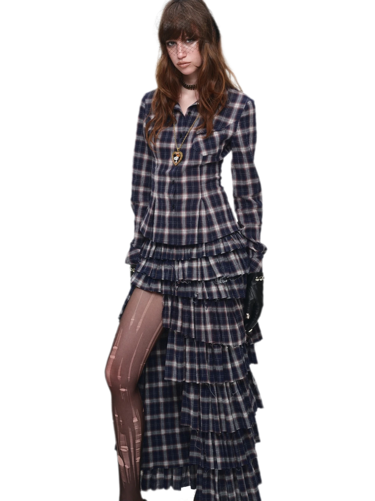 Plaid Tiered Skirt Set